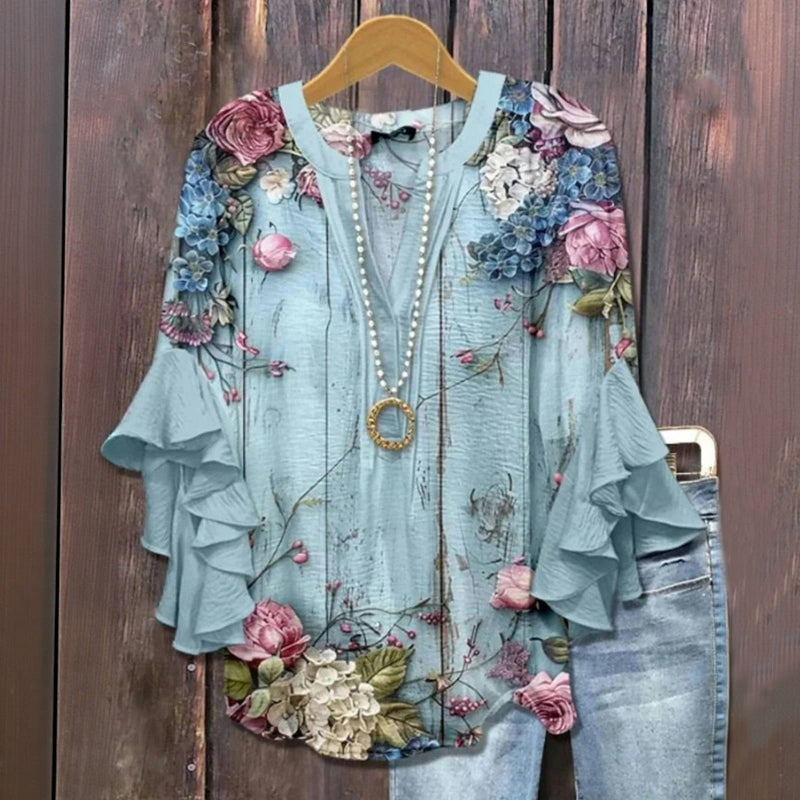 Vintage Blouse with Floral Print