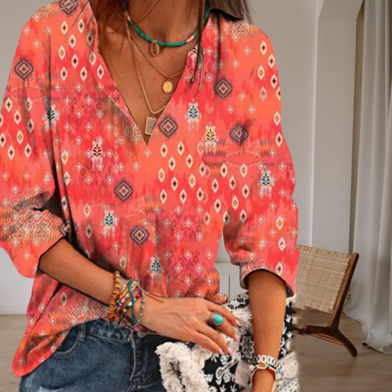 Vintage Blouse with Ethnic Print