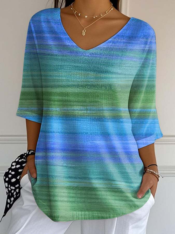 Misty Blue Green Vintage Casual T-shirt