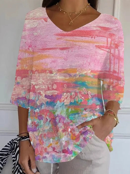 Pink Ocean Vintage Casual T-shirt